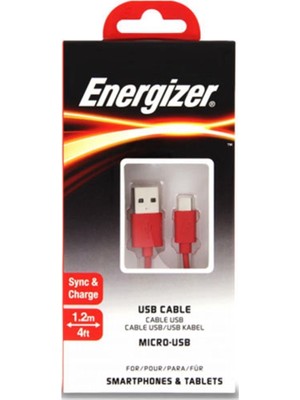 Energizer C12UBMCGRD4 1.2m Flat Micro Kırmızı USB Kablosu