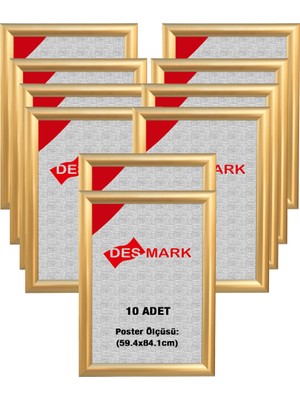 10 Adet 25 mm A1(59.4X84.1) Gönye Köşe Alüminyum Aç-Kapa Çerçeve – Poster Çerçevesi (Gold Renk)