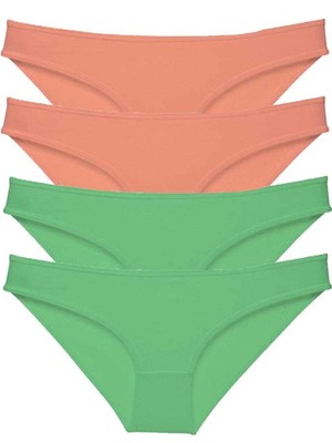 Litaetrend 4 Adet Eko Set Likralı Kadın Slip Külot Pudra Yeşil