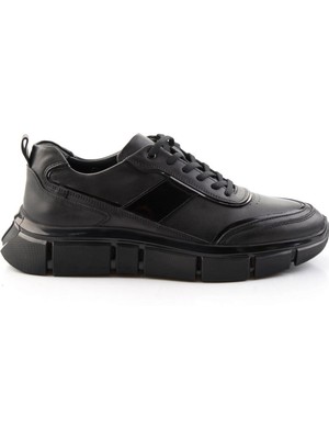 Siyah Hakiki Deri Erkek Sneaker E01958179203