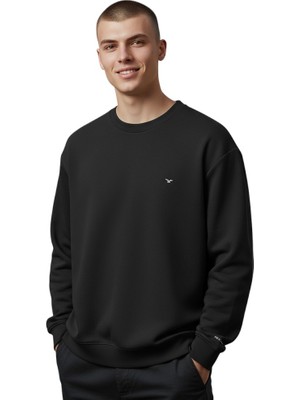 Cazador Caz Bisiklet Yaka Siyah Erkek Sweatshirt