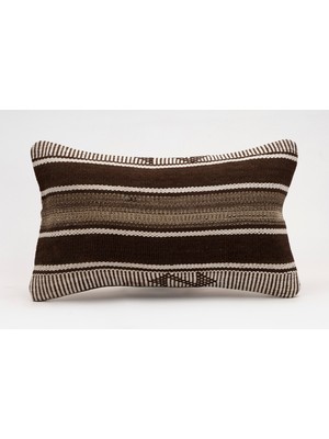 El Yapımı Kilimden Yapılmış Vintage Kırlent Kılıfı, Yün, 30X50 cm