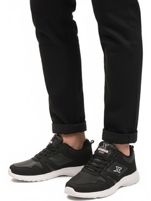 Aspor Siyah Beyaz Bağcıklı Erkek Spor Ayakkabı