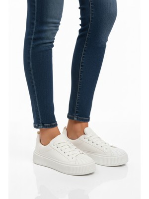 Aspor Beyaz Bağcıklı Unisex Spor Ayakkabı