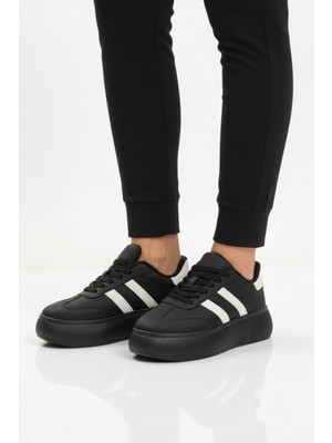 Aspor Siyah Yüksek Taban Bağcıklı Unisex Sneaker