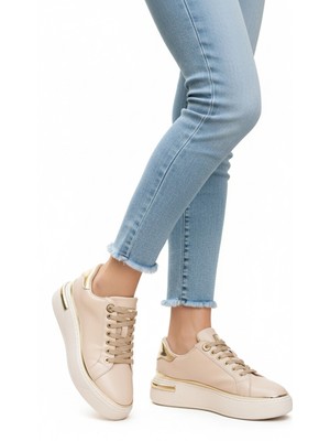 Aspor Bej Bağcıklı Kadın Sneaker