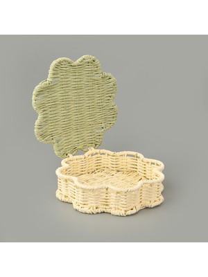 Simple Living Granny Summer Dekoratif Saklama Kutusu - Ekru - 22X22X5 cm