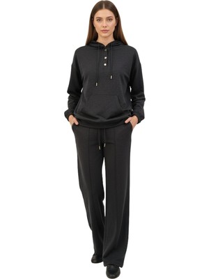 Rays Siyah Cepli Kapüşonlu Tunik Pantolon Takımı 8105A