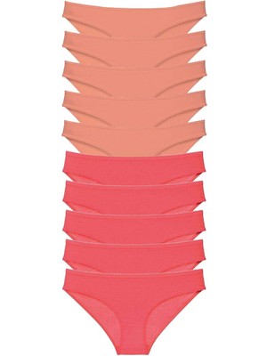 Litaetrend 10 Adet Eko Set Likralı Kadın Slip Külot Pudra Fuşya