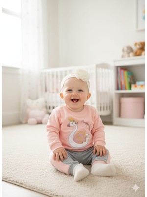 Laura Baby Kuğulu Kız Bebek Alt Üst Takım