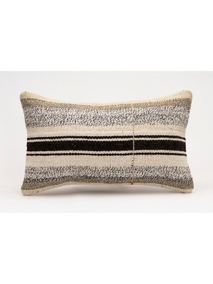 El Yapımı Kilimden Yapılmış Vintage Kırlent Kılıfı, Yün, 30X50 cm