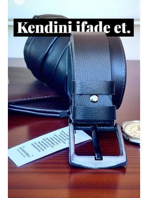 4.5cm Siyah Tek Kat Manda Deri  Kot Kemer