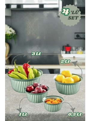 4 Parça Linea Yuvarlak Pratik Kase Çeyiz Seti 1X(500 Ml) 1x(1-2-3 Litre)