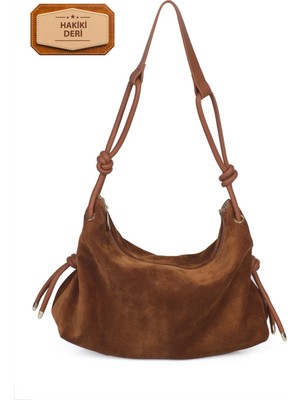 Feyre Hakiki Süet Deri Düğüm Detaylı Omuz Çantası