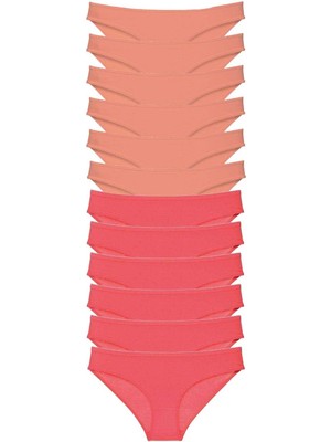 Litaetrend 12 Adet Eko Set Likralı Kadın Slip Külot Pudra Fuşya