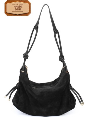 Feyre Hakiki Süet Deri Düğüm Detaylı Omuz Çantası