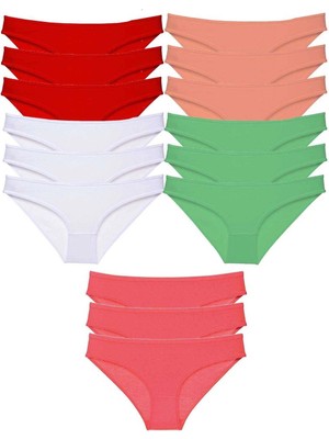 Litaetrend 15 Adet Süper Eko Set Likralı Kadın Slip Külot Ten Beyaz Pudra Yeşil Fuşya