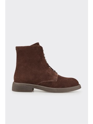 Kahve Deri Kadın Günlük Düz Bot