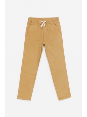 Erkek Çocuk Pamuklu Gabardin Jogger Pantolon Kahverengi