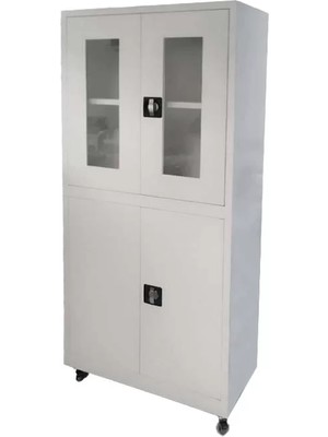 Çift Kapılı Metal Dolap Kilitli, Raflı, Dayanıklı ve Şık Depolama Dolabı E-104