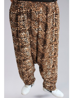 Viskon Kumaş Leopar Desenli Kadın Şalvar