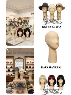 Manken İstanbul Ten Rengi Polyester Kafa Mankeni Aksesuar Mankeni Şapka Mankeni Peruk Mankeni