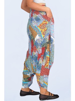 Viskon Kumaş Çift Cepli Bohem Tarzı Kadın Şalvar