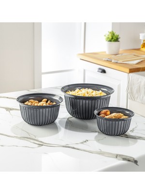 Stile Cucina 3'lü Ekonomik Linea Yuvarlak Kase Seti Yeşil 3x (1 Litre- 2 Litre- 3 Litre)