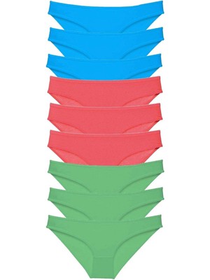 Litaetrend 9 Adet Süper Eko Set Likralı Kadın Slip Külot Yeşil Fuşya Mavi