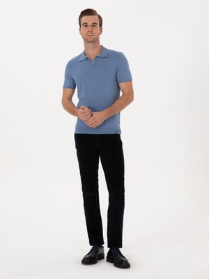 Cacharel Erkek Lacivert Straight Fit Pamuk Karışımlı İnce Fitilli Kadife Kanvas Pantolon 50314000-VR033