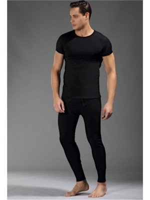 Siyah O Yaka Kısa Kol Termal Üst