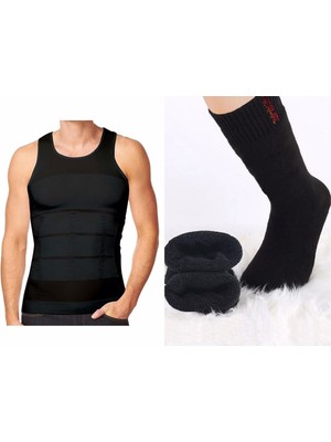 Erkek Fit Gösteren Üçgen Vücut Görünümü Veren Korse Atlet 1 Beden Küçültür Termal Çorap Hediyeli