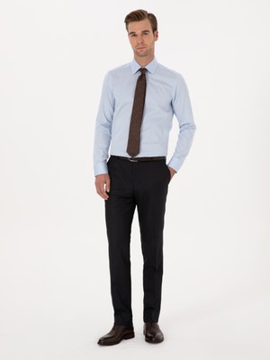 Cacharel Erkek Açık Mavi Slim Fit %100 Pamuk Klasik Gömlek 50318179-VR003