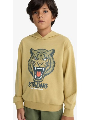 DeFacto Kapüşonlu Baskılı Sweatshirt Erkek Çocuk F2859A825WN