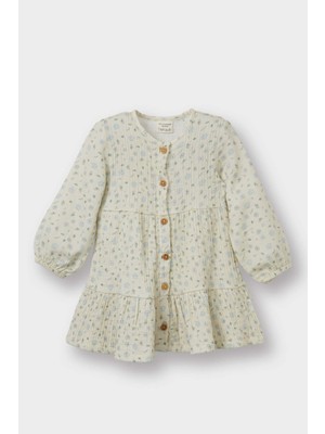 DeFacto Kız Bebek Çiçekli Uzun Kollu Krinkıl Elbise F4679A525AU