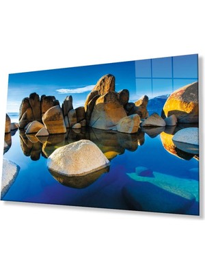 Dağ Yansıma Manzara Cam Tablo 4mm Dayanıklı Temperli Cam Mountain Reflection Landscape Glass Table