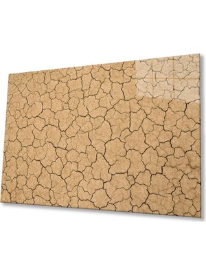 Çöl Kuru Çatlak Toprak 4mm Dayanıklı Cam Tablo Temperli Cam, Desert Dry Cracked Soil Glass Wall Art