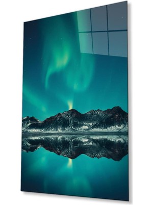 Dağ Yansıma Manzara Cam Tablo 4mm Dayanıklı Temperli Cam Mountain Reflection Landscape Glass Table