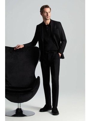 Hemington Yün Kaşmir Siyah Flanel Chino Pantolon