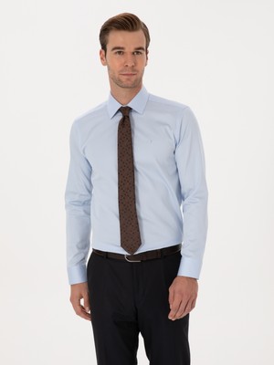 Cacharel Erkek Açık Mavi Slim Fit %100 Pamuk Klasik Gömlek 50318179-VR003