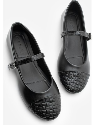 Marjin Kadın Desenli Bantlı Günlük Babet Renada Siyah