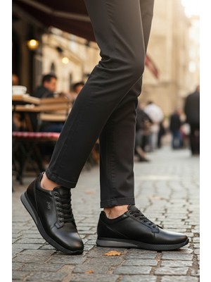 Siyah Floter Hakiki Deri Erkek Günlük Ayakkabı 3235 M