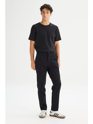 Regular Fit Normal Kesim Normal Bel Pamuklu Esnek Siyah Chino Pantolon