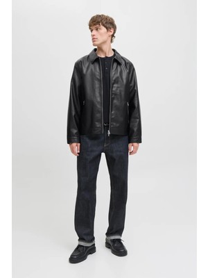 Jack & Jones Erkek Jjecasablanca Deri Ceket 12278839 Siyah