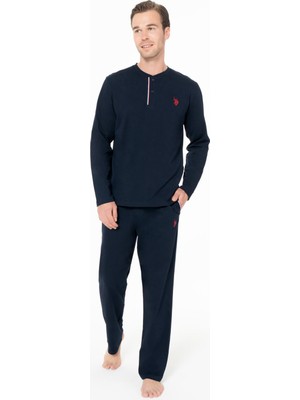 Erkek Lacivert %100 Pamuk Penye Mevsimlik Ev Giyim Alt Üst Takım