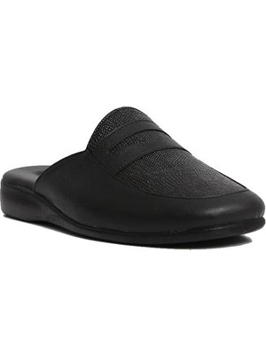 Pierre Cardin Erkek Damat Çeyiz Kroko Siyah Deri Terlik Konforlu Kullanım İçin Tasarlandı