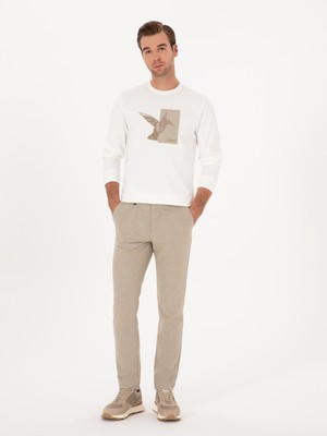 Cacharel Erkek Bej Slim Fit Yün Karışımlı Kanvas Pantolon 50308721-VR011