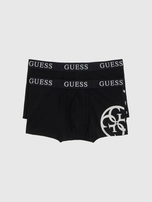 Guess Placed Logo Erkek Boxer 3'lü Paket Siyah Pamuklu 2XL Konforlu ve Şık