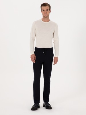 Cacharel Erkek Beyaz Slim Fit Yün Karışımlı Bisiklet Yaka Basic Triko Kazak 50315266-VR013