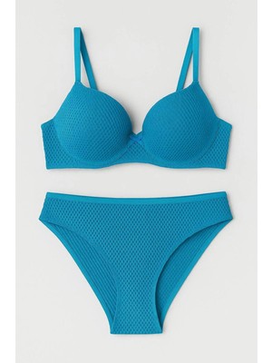 Luneria Kadın Basic Petek Desenli Balenli Destekli Dolgulu Sütyen Takımı Iç Çamaşır Takımı